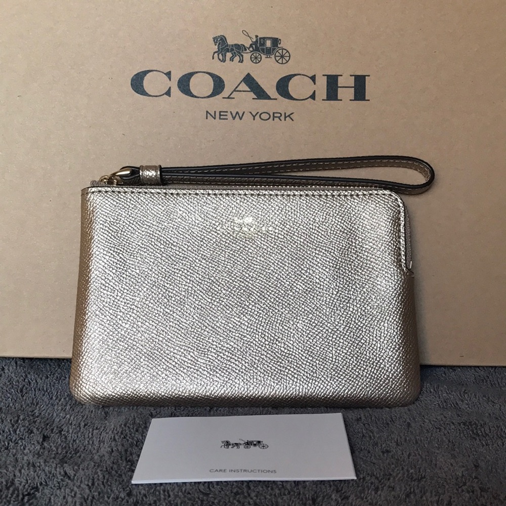Coach Gold Corner Zip Wristlet